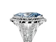 Double Halo Engagement Ring Setting for Fancy Blue Marquise Center with Narrow Pave Split Shank and Prong Head in Platinum