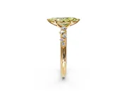 Cluster Engagement Ring Setting for Fancy Yellow Marquise Center with Round Cut Accent Band and Prong Head in Yellow Gold