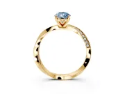 Side Accent Engagement Ring Setting for Fancy Blue Pear-Shaped Center with Accent Shoulders and Prong Head in Yellow Gold