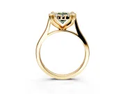 Single Halo Engagement Ring Setting for Fancy Green Oval Center with Corner Claws, Plain Band and Prong Head in Yellow Gold