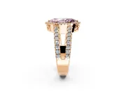 Halo Engagement Ring Setting for Fancy Pink Marquise Center with Wide-Open Pave Split Shank and Prong Head in Rose Gold
