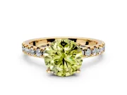 Solitaire Engagement Ring Setting for Fancy Yellow Round Cut Center with Large Accents and Prong Head in Yellow Gold