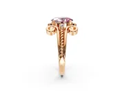 Solitaire Engagement Ring Setting for Fancy Pink Oval Center with Twisted Band and Scroll Prong Head in Rose Gold