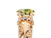 Solitaire Engagement Ring Setting for Fancy Yellow Oval Center with Filigree Accent Basket and Prong Head in Rose Gold