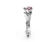 Solitaire Engagement Ring Setting for Fancy Pink Heart-Shaped Center with Pave and Plain Crossover Band and Prong Head in Platinum