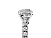 Solitaire Engagement Ring Setting for Cushion Cut Center with Single Row Accent Band and Prong Head in Sterling Silver