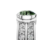 Bezel Engagement Ring Setting for Fancy Green Round Cut Center with Wide Channel-Set Band and Bezel Head in Platinum