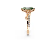 Leaf Motif Engagement Ring Setting for Fancy Green Marquise Center with Pave Band and Prong Head in Rose Gold
