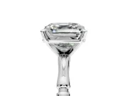 Solitaire Engagement Ring Setting for Asscher Cut Center with Bamboo Band and Prong Head in Platinum