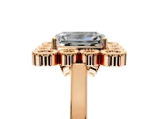 Cluster Halo Engagement Ring Setting for Emerald Cut Center with Milgrain Bezel Accents and Prong Head in Rose Gold