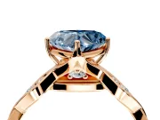Solitaire Engagement Ring Setting for Fancy Blue Heart-Shaped Center with Accented Twist Band and Leaf Prong Head in Rose Gold
