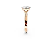 Side Accent Engagement Ring Setting for Oval Center with Accent Shoulders and Prong Head in Rose Gold