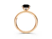 Hidden Halo Engagement Ring Setting for Fancy Black Round Cut Center with Thin Rounded Band and Prong Head in Rose Gold