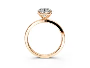 Solitaire Engagement Ring Setting for Round Cut Center with Thin Rounded Plain Band and Prong Head in Rose Gold