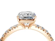 Solitaire Engagement Ring Setting for Radiant Cut Center with Large Accent Band and Prong Head in Rose Gold
