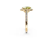 Halo Engagement Ring Setting for Fancy Yellow Oval Center with Raised Halo, Pave Band and Prong Head in Yellow Gold