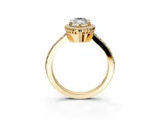 Halo Engagement Ring Setting for Marquise Center with Inner Milgrain Border and Prong Head in Yellow Gold