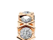 Round Cut Lab-Grown Diamond Channel-Set Wedding Band with X-Prong Detail in Rose Gold