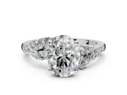 Solitaire Engagement Ring Setting for Oval Center with Marquise Accent Twist Band and Prong Head in Platinum