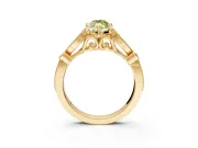 Solitaire Engagement Ring Setting for Fancy Yellow Marquise Center with Marquise and Bezel Accents and Prong Head in Yellow Gold