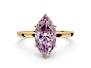 Hidden Halo Engagement Ring Setting for Fancy Pink Marquise Center with Plain Band and Tall Prong Head in Yellow Gold