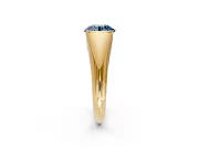 Tension Engagement Ring Setting for Fancy Blue Round Cut Center with Wide Tapered Band and Tension Head in Yellow Gold