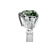 3 Stone Engagement Ring Setting for Fancy Green Heart-Shaped Center with Baguette Accents and Prong Head in White Gold
