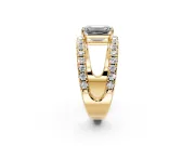 Solitaire Engagement Ring Setting for Emerald Cut Center with Wide-Open Split Shank and Prong Head in Yellow Gold