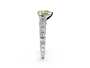 Solitaire Engagement Ring Setting for Fancy Yellow Pear-Shaped Center with Pave Cathedral Shoulders and Prong Head in Platinum