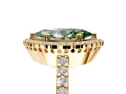 Halo Engagement Ring Setting for Fancy Green Marquise Center with Inner Milgrain Border and Prong Head in Yellow Gold