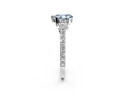 Solitaire Engagement Ring Setting for Fancy Blue Pear-Shaped Center with Widening Pave Band and Claw Prong Head in Sterling Silver