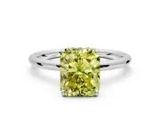 Solitaire Engagement Ring Setting for Fancy Yellow Radiant Cut Center with Plain Band, Open Basket and Prong Head in Sterling Silver