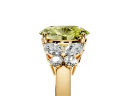 Solitaire Engagement Ring Setting for Fancy Yellow Oval Center with Marquise Flower Shoulders and Prong Head in Yellow Gold