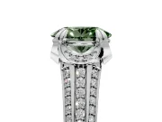 Solitaire Engagement Ring Setting for Fancy Green Oval Center with Accented Split Shank and Prong Head in Platinum