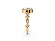 Milgrain Bezel Engagement Ring Setting for Oval Center with Marquise Stations and Bezel Head in Yellow Gold
