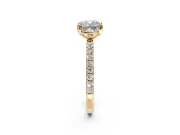 Solitaire Engagement Ring Setting for Cushion Cut Center with Pave Band and Claw Prong Head in Yellow Gold