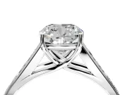 Solitaire Engagement Ring Setting for Cushion Cut Center with Round Cut Channel Band and Prong Head in Sterling Silver