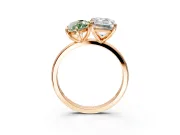 Fancy Green Marquise and Emerald Cut Lab-Grown Diamond Toi et Moi Engagement Ring with Prong-Set Stones in Rose Gold