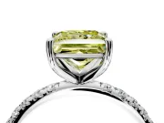 Solitaire Engagement Ring Setting for Fancy Yellow Princess Cut Center with Micro Pave Band and Prong Head in Platinum