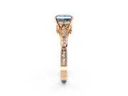 Solitaire Engagement Ring Setting for Fancy Blue Princess Cut Center with Marquise and Bezel Accents and Prong Head in Rose Gold