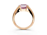 Tension Engagement Ring Setting for Fancy Pink Asscher Cut Center with Wide Tapered Band and Tension Head in Rose Gold