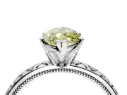 Solitaire Engagement Ring Setting for Fancy Yellow Marquise Center with XO Engraved Band and Prong Head in Platinum