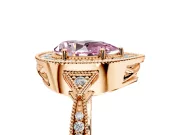 Halo Engagement Ring Setting for Fancy Pink Pear-Shaped Center with Milgrain Rim, Pave Band and Prong Head in Rose Gold