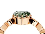 Milgrain Bezel Engagement Ring Setting for Fancy Green Heart-Shaped Center with Marquise Stations and Bezel Head in Rose Gold