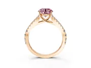 Solitaire Engagement Ring Setting for Fancy Pink Round Cut Center with Pave Split Shank and Prong Head in Rose Gold