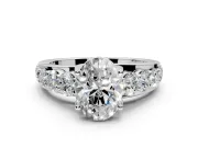 Solitaire Engagement Ring Setting for Oval Center with Graduated Shared Prongs and Prong Head in Platinum