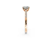 Solitaire Engagement Ring Setting for Cushion Cut Center with Channel Accents and Prong Head in Rose Gold