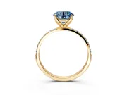 Solitaire Engagement Ring Setting for Fancy Blue Round Cut Center with Fine Pave Accents and Prong Head in Yellow Gold