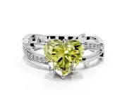 Solitaire Engagement Ring Setting for Fancy Yellow Heart-Shaped Center with Pave and Plain Crossover Band and Prong Head in Sterling Silver