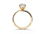 Solitaire Engagement Ring Setting for Cushion Cut Center with Micro Pave Band and Prong Head in Yellow Gold
